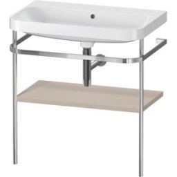 Combinaison lavabo pour meuble Duravit Happy D.2 Plus HP4837N6060 77,5 x 49 cm, sans trou pour robinetterie, finition taupe satinée, avec console en métal