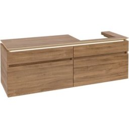 Villeroy und Boch Legato Villeroy et Boch vasque B691L0RH 160x55x50cm, meuble à droite, avec éclairage LED, Kansas Oak