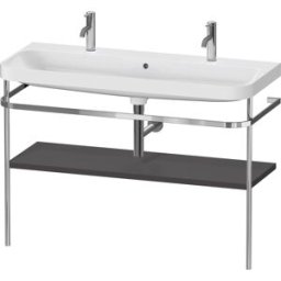 Duravit Happy D.2 Plus combinaison lavabo pour meuble HP4849O80800000 117,5x49cm, 1 trou pour robinetterie, avec console en métal, graphite super mat