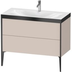 Duravit XViu Table de toilette XV4711OB291P 100x48cm, 2 2000 - out, Match2 trou de coulée, noir mat, Cadres P, taupe mat