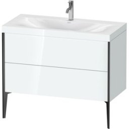 Duravit XViu Table de toilette XV4711OB285C 100x48cm, 2 2000 - out, match3 trou de coulée, noir mat, Cadres C, blanc haute brillance