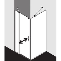 Kermi Pega porte battante 2000 -swing avec panneau fixe PE1NL09318VYK 93x185cm, verre de sécurité trempé argent brillant SR Opaco Clean, gauche, sur la zone de douche
