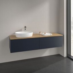 Villeroy und Boch Meuble sous-vasque Villeroy et Boch Antao L37011HG 160x36x50cm, plan vasque couleur chêne miel, laqué mat bleu nuit