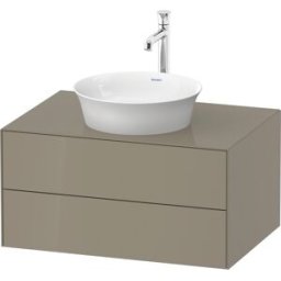 Duravit White Tulip vasque match0 WT49850H2H2 80 x 55 cm, gris pierre brillant, suspendu, 2 tiroirs, plaque console 2000