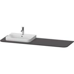 Console de lavabo Duravit Happy D.2 Plus HP031HL8080 160x55cm, avec 1 découpe, lavabo à gauche, graphite super mat