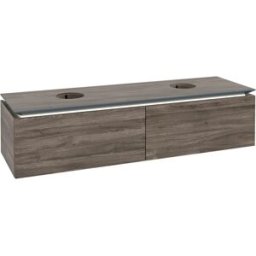 Villeroy und Boch Legato Villeroy et Boch vasque B676L0RK 160x38x50cm, pour 2 Lavabos , avec éclairage LED, Stone Oak