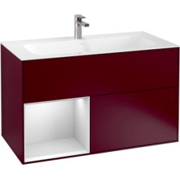Villeroy und Boch Villeroy et Boch Finion Villeroy et Boch G030MTHB 99,6x59,1cm, éclairage mural, étagère gauche laqué blanc mat, Peony Matt