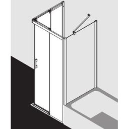 Kermi Pega porte d' Pega Kermi coulissante 2 pièces sans sol PEC2R09020VYK 90x200cm, verre de sécurité trempé brillant argenté SR Opaco Clean, à droite, sur receveur de douche