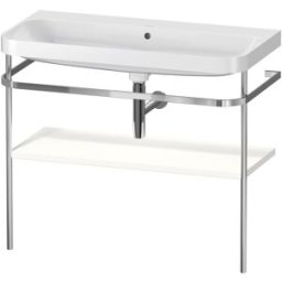 Combinaison lavabo pour meuble Duravit Happy D.2 Plus HP4838N3636 97,5 x 49 cm, sans trou pour robinetterie, blanc , avec console en métal