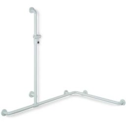 Hewi 801 main courante de douche 801.35.30098 1185/762 x 1100 mm, blanc de sécurité, avec barre de support de douche coulissante