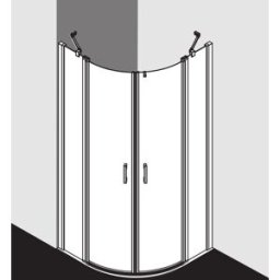 Kermi Liga porte battante quart de cercle à panneaux fixes LIP5510120VAK 101x200cm, argent brillant, verre de sécurité trempé transparent, sur receveur de douche