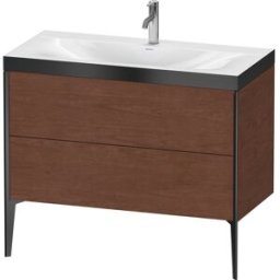 Duravit XViu Table de toilette XV4711OB213P 100x48cm, 2 2000 - out, Match2 trou de coulée, noir mat, Cadres P, noyer d' Amérique