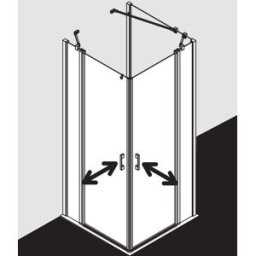 Kermi demi-porte d'entrée d' Liga avec panneau fixe LIEPL090181PK 90x185cm, argent mat brillant, verre de sécurité trempé clair, gauche, sur receveur de douche