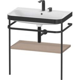 Duravit Happy D.2 Plus combinaison lavabo pour meuble HP4737E7575 77,5 x 49 cm, 2 trous pour robinetterie, lin, avec console en métal