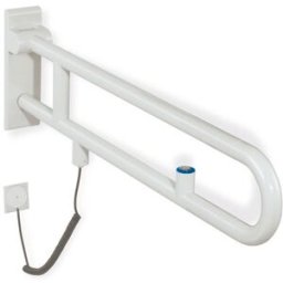 Hewi 801 Bras de support en E 801.50.76098 850 mm, blanc de sécurité, bouton affleurant