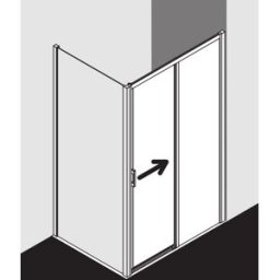 Kermi porte Liga 2 pcs. sans plancher avec champ fixe LID2R16020VAK 156-161x200cm, argent brillant, verre de sécurité trempé, à droite, sur receveur de douche
