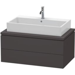 L-Cube Duravit vasque LC581808080 92 x 54,7 cm, graphite super mat, pour console, 2 tiroirs