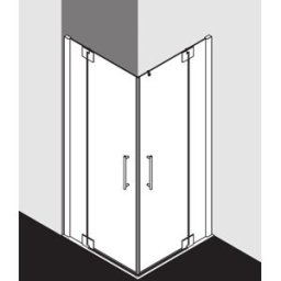 Kermi porte battante d'entrée d' Pasa XP avec panneau fixe PXEPL12018VPK 120x185cm, argent brillant, verre de sécurité trempé clair, demi-partie gauche, sur receveur de douche