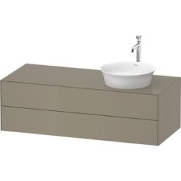 Duravit White Tulip WT4987RH2H2 130 x 55 cm, Steingrau Hochglanz , suspendu, 801 tiroirs, 2000 panneau console, vasque à droite