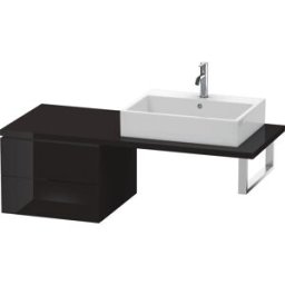 Duravit L-Cube meuble bas LC583704040 52 x 54,7 cm, noir brillant, pour console, 2 tiroirs