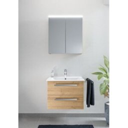 Premium Artiqua Série 843 Ensemble de meubles de salle de bains avec armoire de toilette 65 cm 843B236226 Lavabo avec meuble bas, blanc brillant
