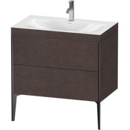 Duravit XViu Table de toilette XV4710OB272C 80x48cm, 2 2000 - out, Match2 trou de coulée, noir mat, Cadres C, brossé chêne foncé