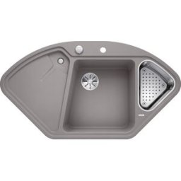 Blanco évier 523658 105,7 x 57,5 cm, PuraDur alumetallic, télécommande de vidange avec commande rotative