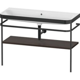 Combinaison lavabo pour meuble Duravit Happy D.2 Plus HP4739N69690000 117,5x49cm, avec console en métal, sans trou pour robinetterie, noyer brossé