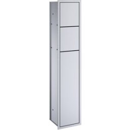 Emco Asis 978305052 Modules toilettes, version encastrable, Porte papier réserve, Porte papier, porte-balai de WC, aluminium/aluminium