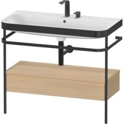 Duravit Happy D.2 Plus combinaison lavabo pour meuble HP4743E7171 97,5 x 49 cm, 2 trous pour robinetterie, chêne méditerranéen, avec console en métal