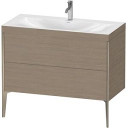 Duravit XViu Table de toilette XV4711OB135C 100x48cm, 2 2000 - out, Match2 trou de coulée, champagne mat, Cadres C, en terre chêne