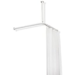 Hewi 801 tringle à rideaux 801.34.106236 1000 x 1000 mm, 20 anneaux de rideau, corail, avec suspension au plafond et rideau de douche