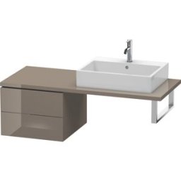 Duravit L-Cube meuble bas LC583708989 52 x 54,7 cm, gris flanelle brillant, pour console, 2 tiroirs