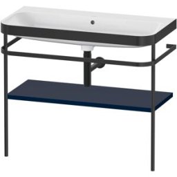 Combinaison lavabo pour meuble Duravit Happy D.2 Plus HP4738N9898 97,5 x 49 cm, sans trou pour robinetterie, finition satinée bleu nuit, avec console en métal