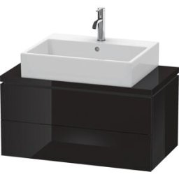 L-Cube Duravit vasque LC580704040 82 x 47,7 cm, noir brillant, pour console, 2 tiroirs