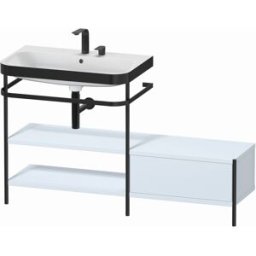 Combinaison lavabo pour meuble Duravit Happy D.2 Plus HP4752E9797 140 x 49 cm, 2 trous pour robinetterie, finition satinée bleu clair, avec console en métal