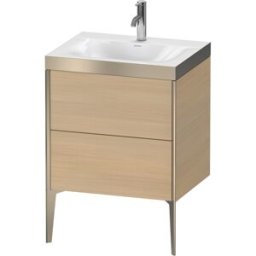 Duravit XViu Table de toilette XV4709OB171P 60x48cm, 2 2000 - out, Match2 trou de coulée, champagne mat, Cadres P, le chêne méditerranéen