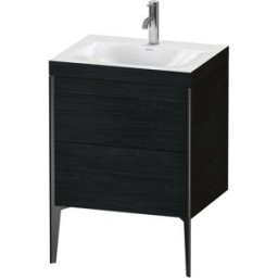 Duravit XViu Table de toilette XV4709OB216C 60x48cm, 2 2000 - out, match3 trou de coulée, noir mat, Cadres C, Eiche schwarz