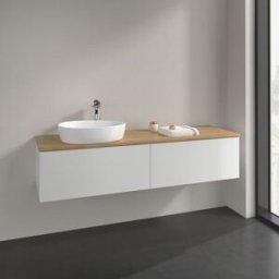 Villeroy und Boch Meuble sous-vasque Villeroy et Boch Antao K37011GF 160x36x50cm, plan vasque couleur chêne miel, laqué blanc brillant
