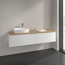 Villeroy und Boch Meuble sous-vasque Villeroy et Boch Antao K37011MT 160x36x50cm, plan vasque couleur chêne miel, laqué blanc mat