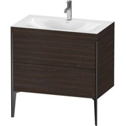 Duravit XViu Table de toilette XV4710OB269C 80x48cm, 2 2000 - out, Match2 trou de coulée, noir mat, Cadres C, noyer satiné