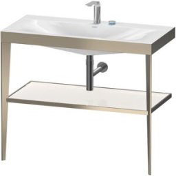 Duravit XViu vasque combinaison XV4716EB185 100 x 48 cm, 2 trous pour robinetterie, blanc haute brillance, avec console en métal, champagne mat