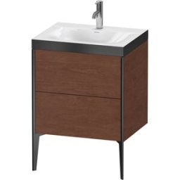Duravit XViu Table de toilette XV4709OB213P 60x48cm, 2 2000 - out, Match2 trou de coulée, noir mat, Cadres P, noyer d' Amérique
