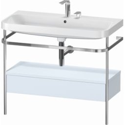 Combinaison lavabo pour meuble Duravit Happy D.2 Plus HP4843E9797 97,5 x 49 cm, 2 trous pour robinetterie, finition satinée bleu clair, avec console en métal