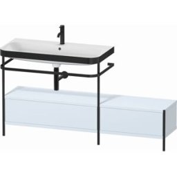 Combinaison lavabo pour meuble Duravit Happy D.2 Plus HP4763O9797 160x49cm, avec console en métal, 1 trou pour robinetterie, finition satinée bleu clair