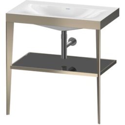 Duravit XViu vasque combinaison XV4715NB140 80 x 48 cm, sans trou pour robinet, noir brillant, avec console en métal, champagne mat