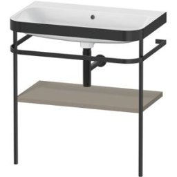 Combinaison lavabo Duravit Happy D.2 Plus HP4737N9292 77,5 x 49 cm, sans trou pour robinetterie, finition gris pierre satiné, avec console en métal