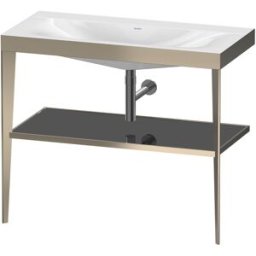 Duravit XViu vasque combinaison XV4716NB140 100 x 48 cm, sans trou pour robinet, noir brillant, avec console en métal, champagne mat