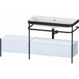 Combinaison lavabo pour meuble Duravit Happy D.2 Plus HP4758N9797 160x49cm, avec console en métal, sans trou pour robinetterie, finition satinée bleu clair