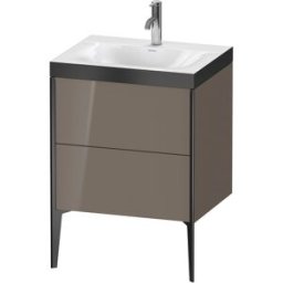 Duravit XViu Table de toilette XV4709OB289P 60x48cm, 2 2000 - out, Match2 trou de coulée, noir mat, Cadres P, flanelle gris brillant